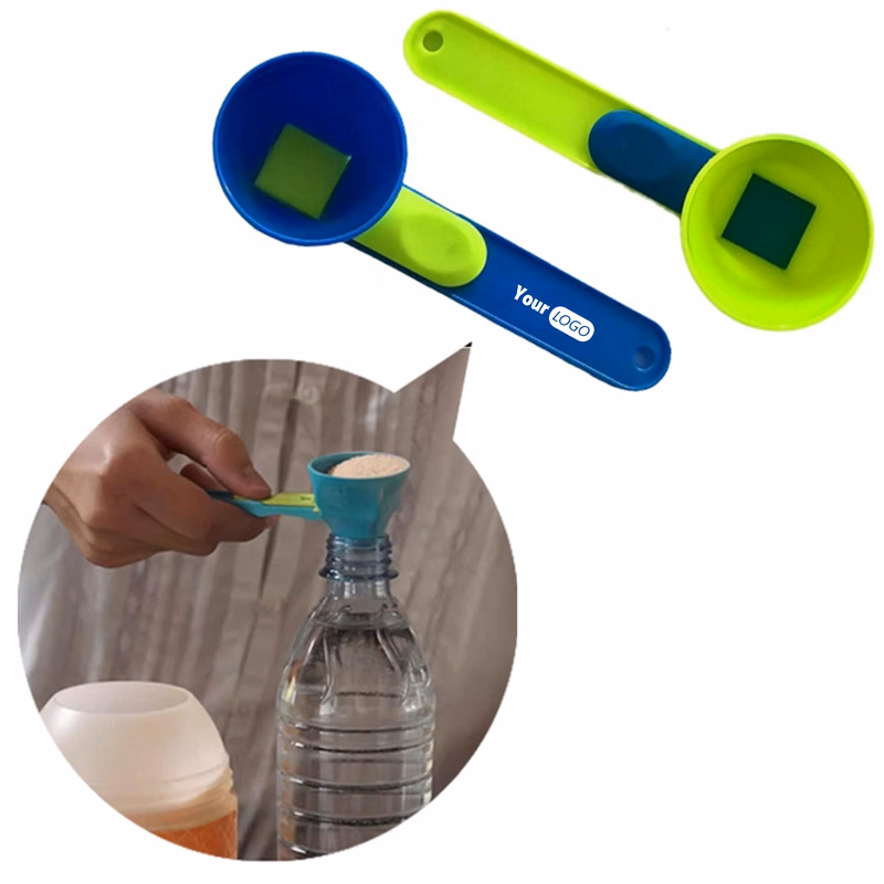 Plastic No-Spill Sliding Scoop With Funnel ?C Effortless Powder Handling