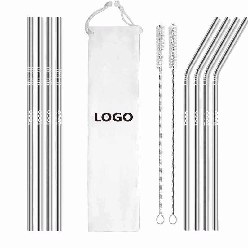 Set 8 Pack Reusable Drinking Smoothie Straws