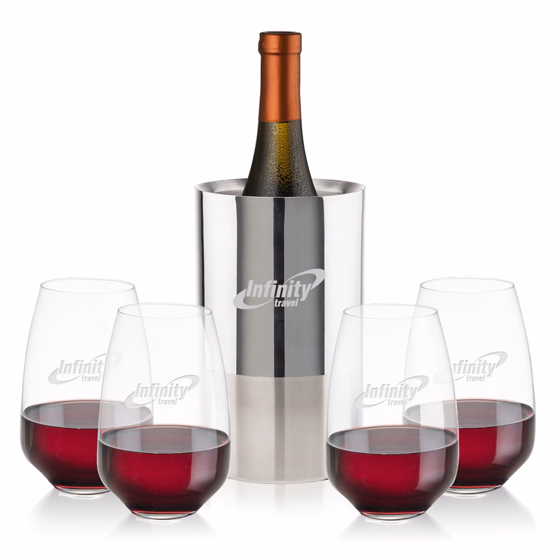 Catania Wine Cooler & Oldham Stemless Wine Set