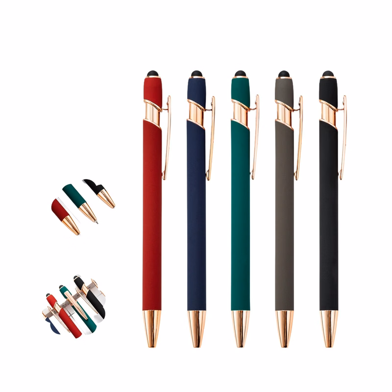 Rose Gold Soft-Touch Metallic Pen W/ Stylus