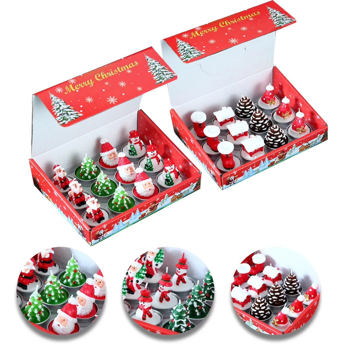 12 Pieces Christmas Taper Candles 1