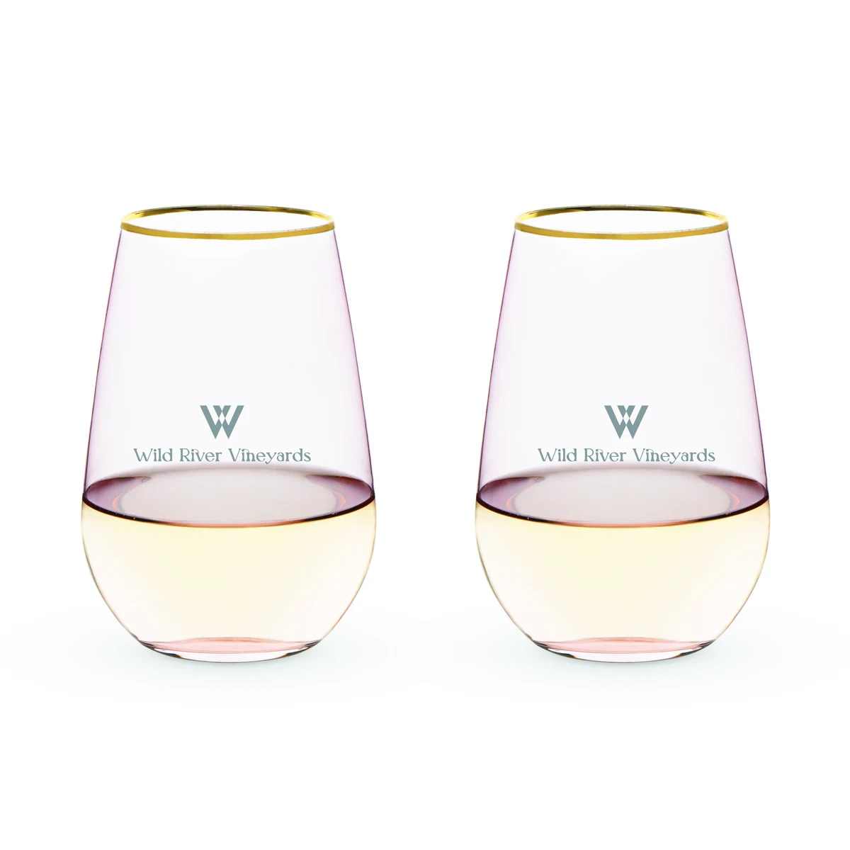 Twine Living® Rose Crystal Stemless Wine Glass, set of 2 1