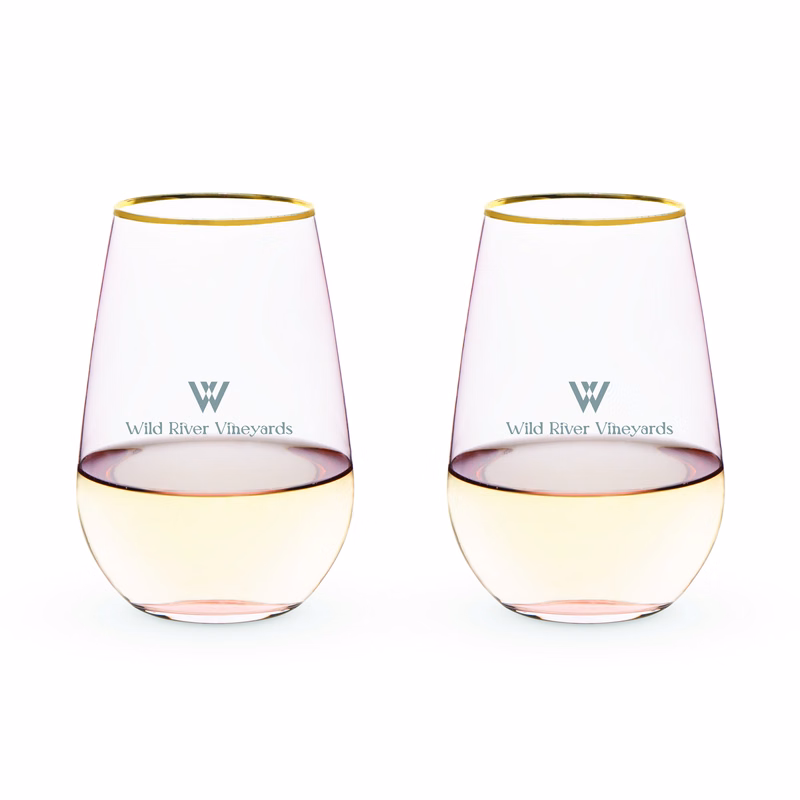 Twine Living® Rose Crystal Stemless Wine Glass, set of 2