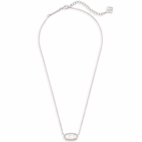 Kendra Scott Elisa Silver Pendant Necklace in Ivory Mother-of-Pearl