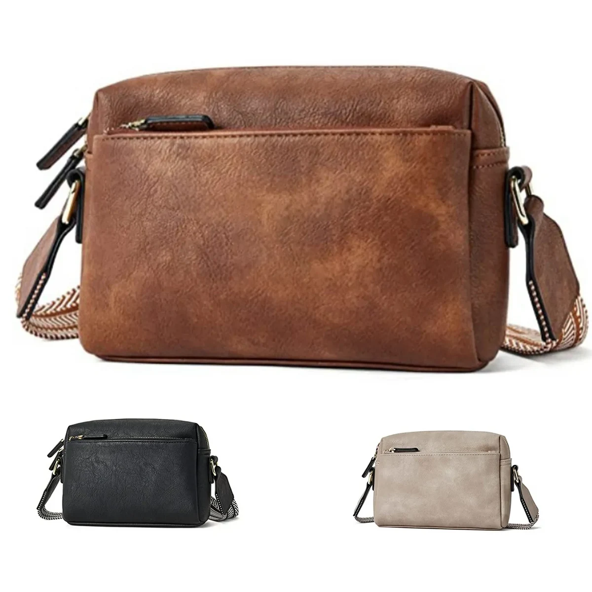 Leather small coloRed shoulder strap crossbody bag 1