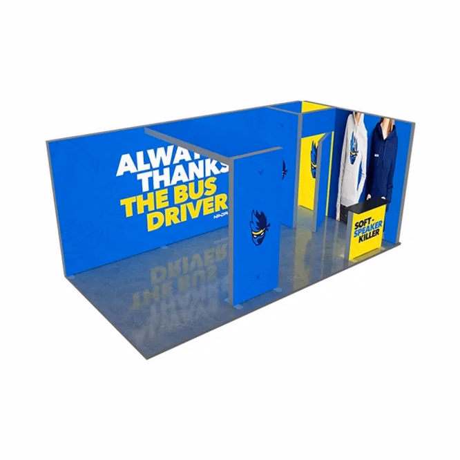 20ft Backlit Trade Show Display – Premium LED Lightbox Display with Counter & Branding Panels
