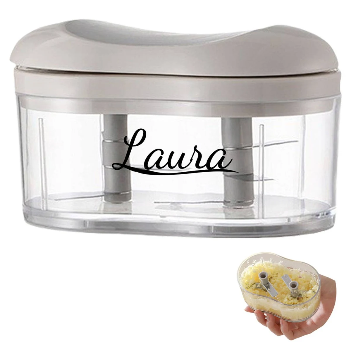 Kitchen Clear Hand Push Garlic Chopper 1