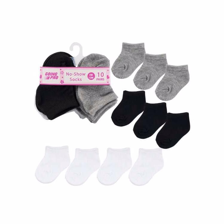 No-Show Socks - 3 Assorted 0-12M 10 Pk
