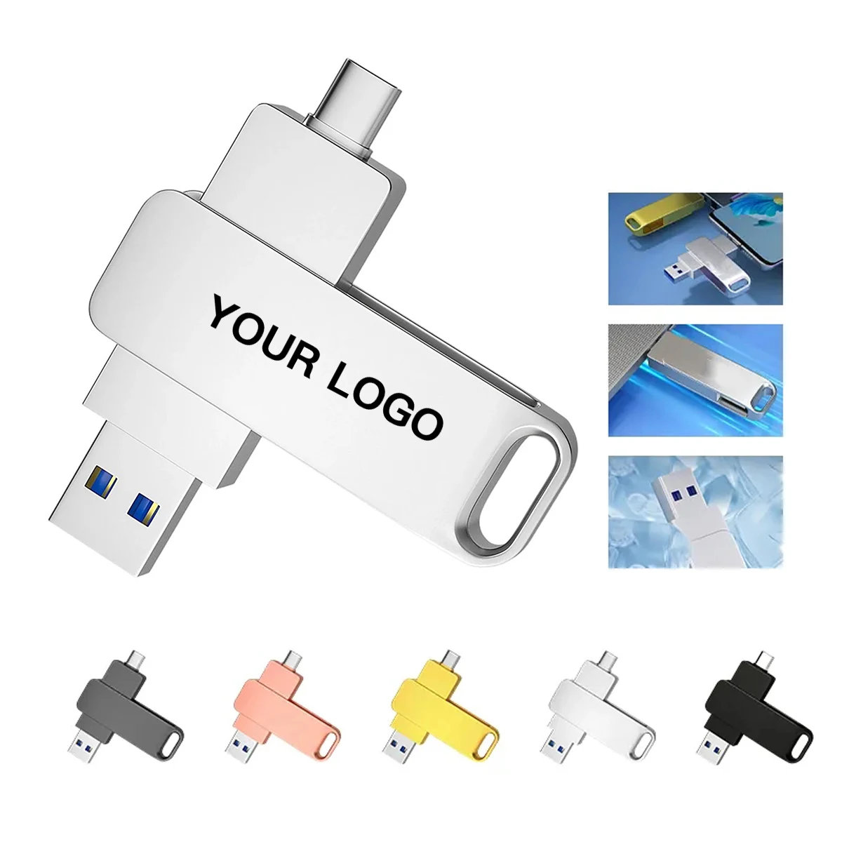 Dual Port Flash Drive with USB and Type C 1