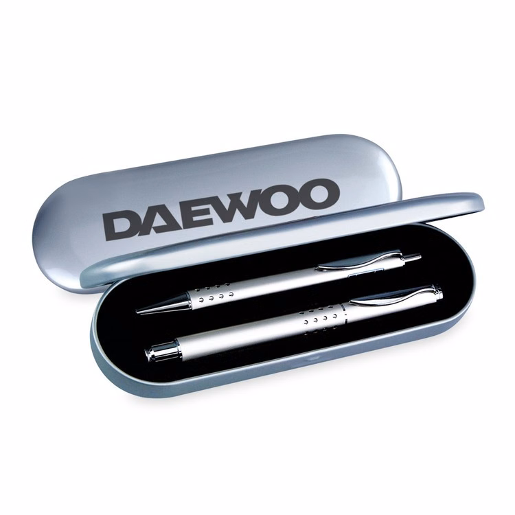 Oval Metal flip Dual Case - Imprinted