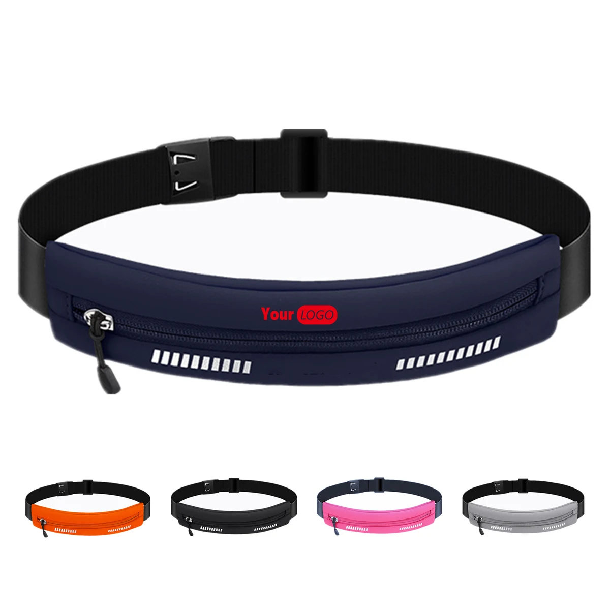Adjustable Running Belt with Zipper, Waterproof Waist Bag, Reflective Design 1