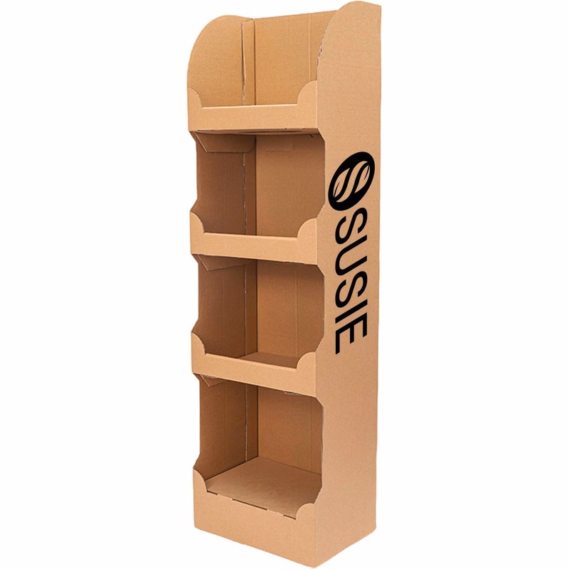 4-Tier Corrugated Cardboard Floor Display Shelf