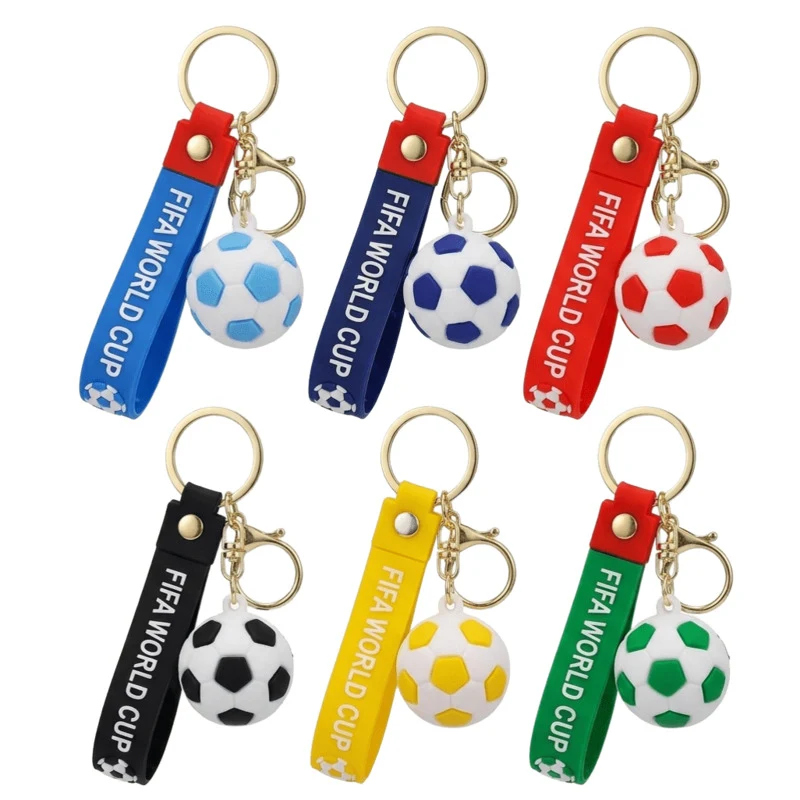 Silicone Soccer Ball Keychain W/ Wrist Strap 1