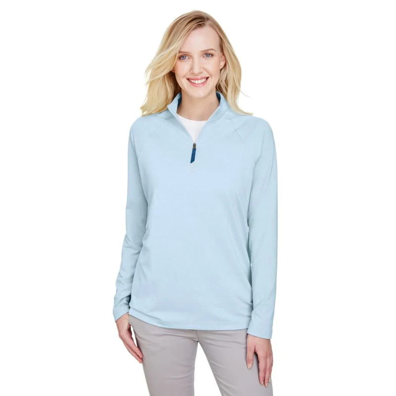 Devon & Jones CrownLux Performance™ Ladies' Clubhouse Micro-Stripe Quarter-Zip 1