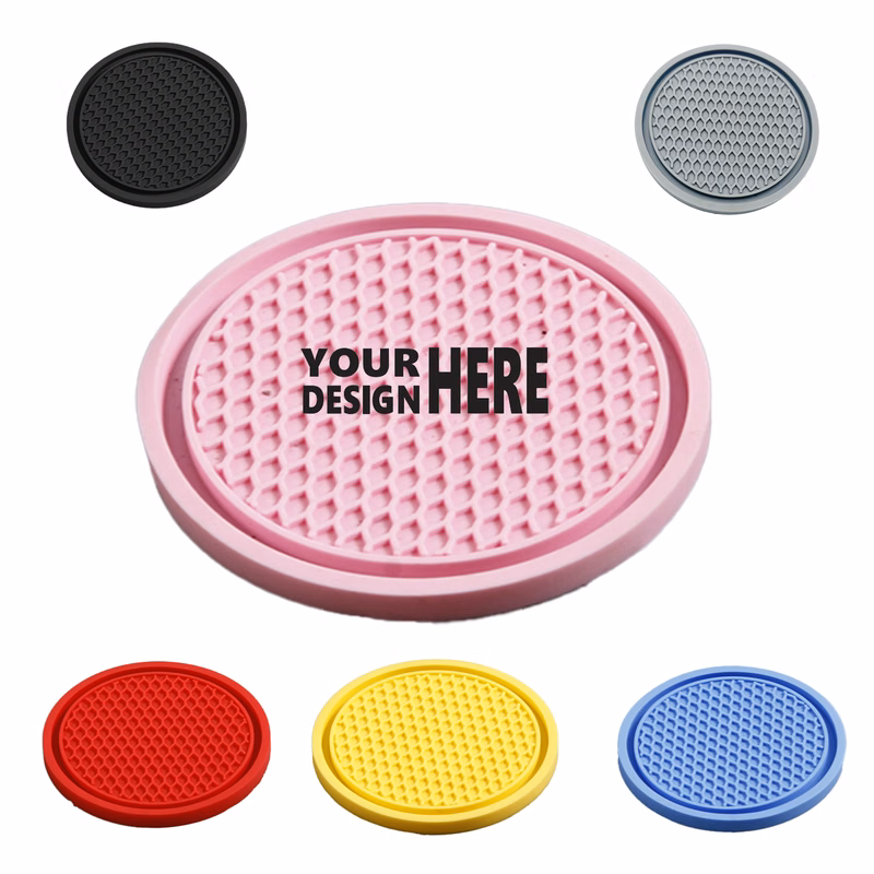 Round PVC Heat Insulation Anti Slip Car Coasters MOQ 50