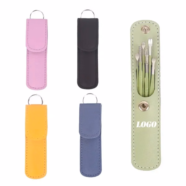Custom Stainless Steel Ear Cleaning Kit with Leather Pouch — Professional Personal Care