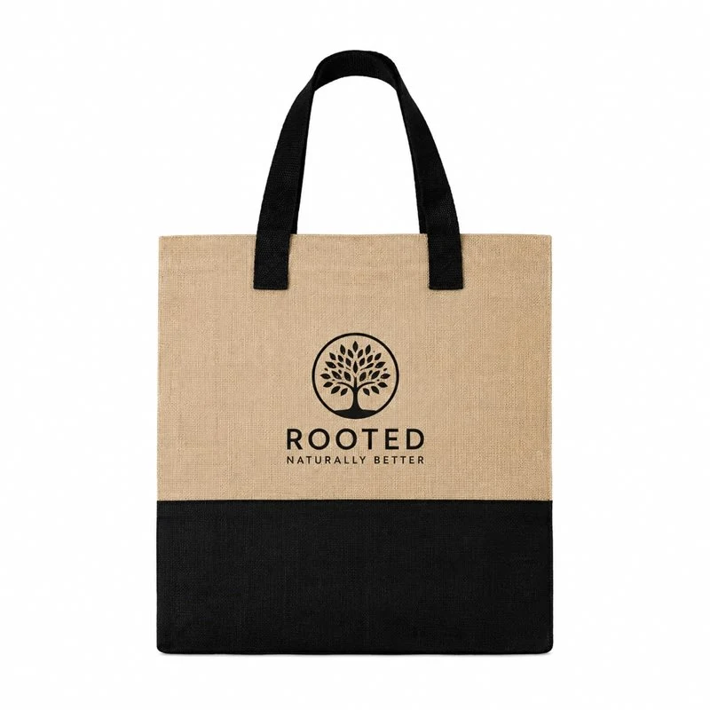 Two Tone Jute Bags, custom tote bag with logo imprint 1