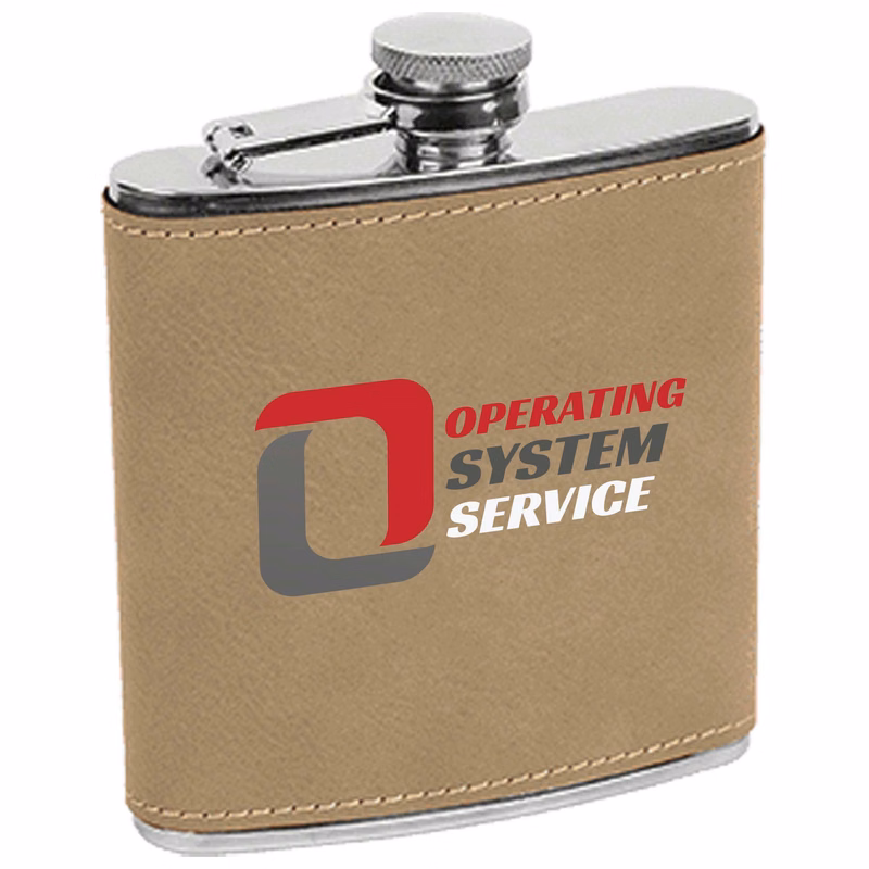 Light Brown Leatherette Stainless Steel Flask