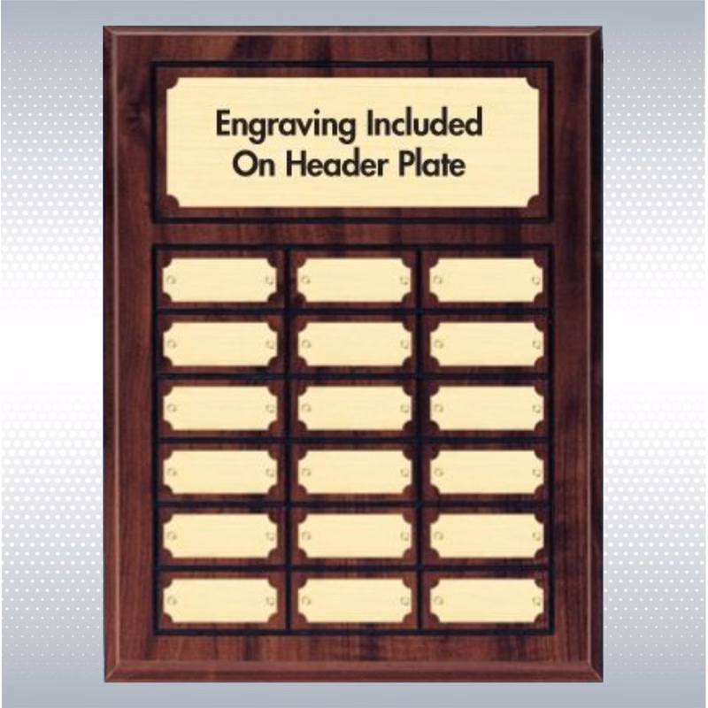 Perpetual Cherry Finish Plaque W/ 18 Plates (12" X 15.5")