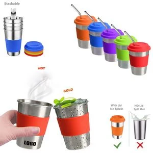 300ml Stainless Steel Cup with Silicone Lid And Straw 1