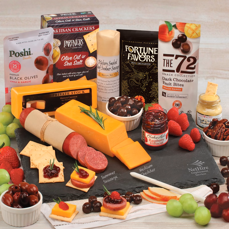 Genuine Slate Serving Plate with Charcuterie Favorites