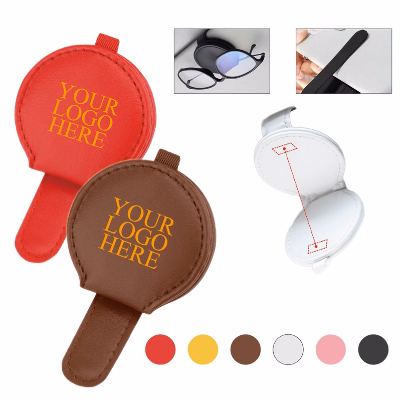 Eyewear PU Leather Car Glasses Clip Tool