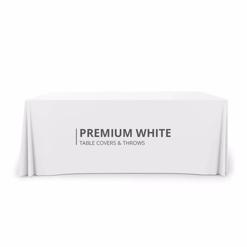 Premium White Table Covers & Throws - 3 sided (8ft x 2.5ft)