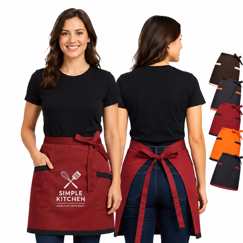12 oz. Woven Waist Apron w/ Color trimmed bottom & 2 pockets