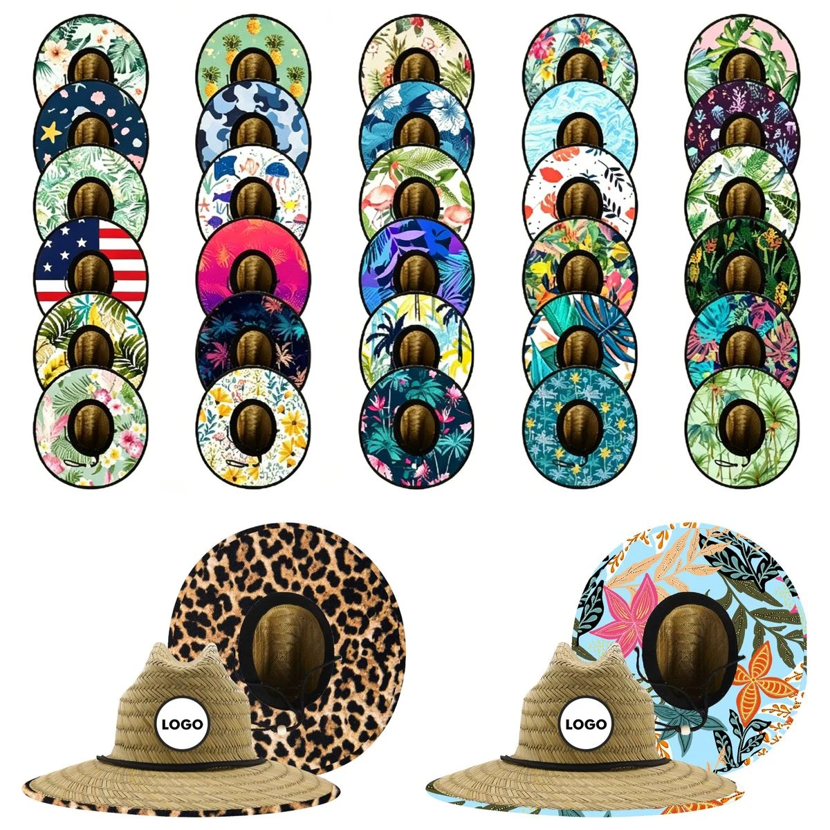 Custom Premium Printed Under-Brim Straw Hat 1