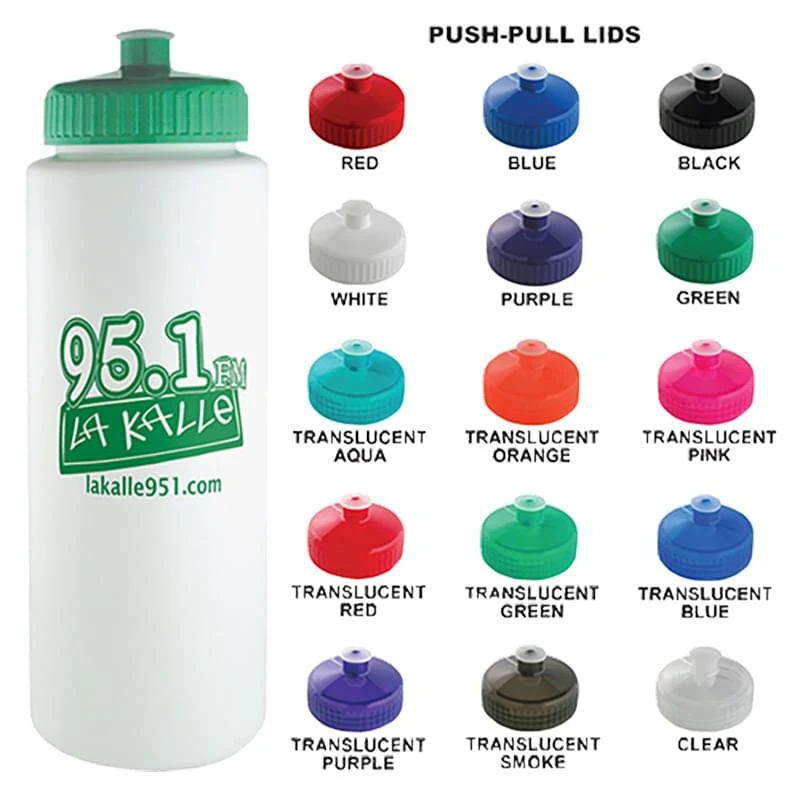 20 Oz White Plastic Water Bottle W/ your Choice of Lid Color 1