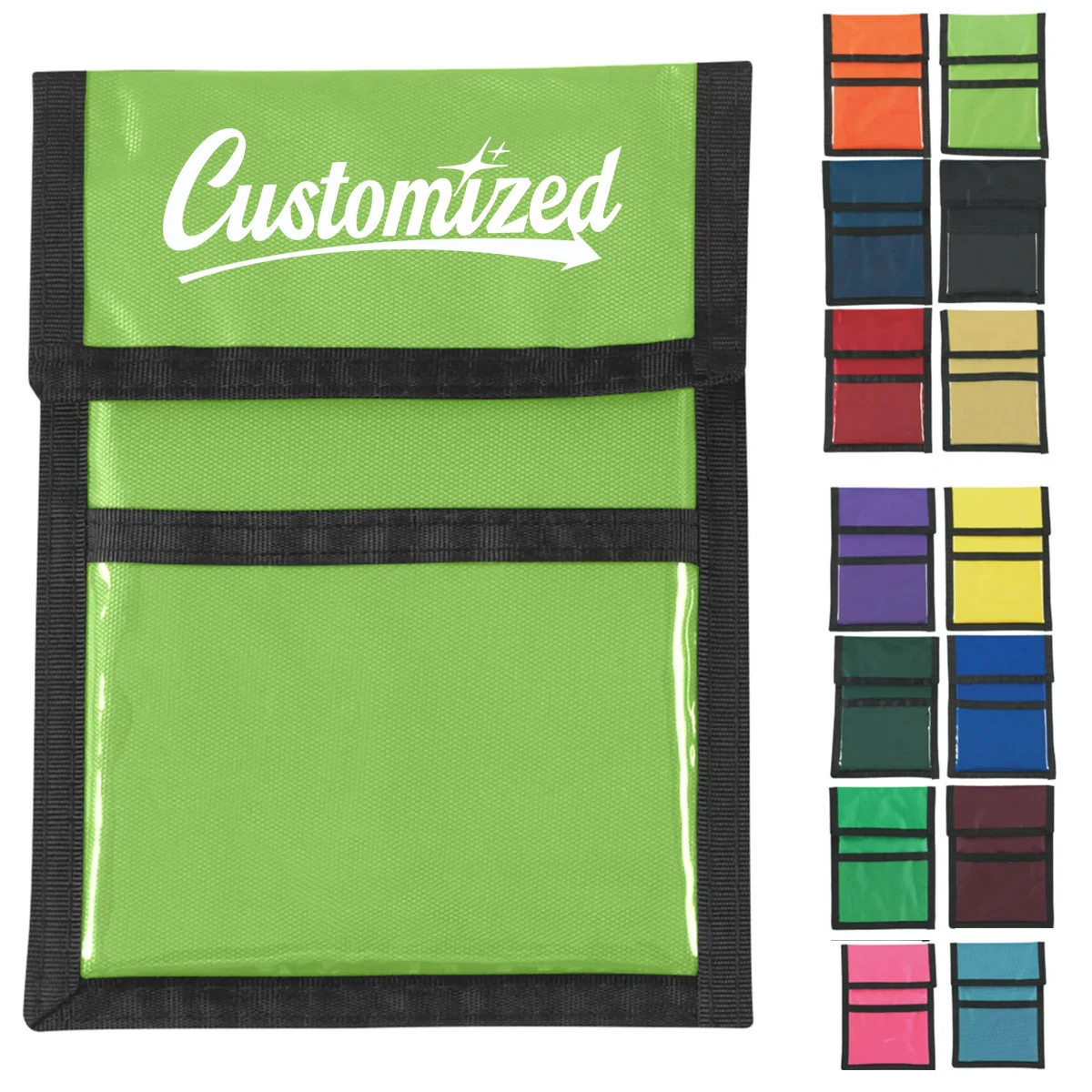 Neck Wallet Badge Holder with Zipper Pockets and ID Window 1