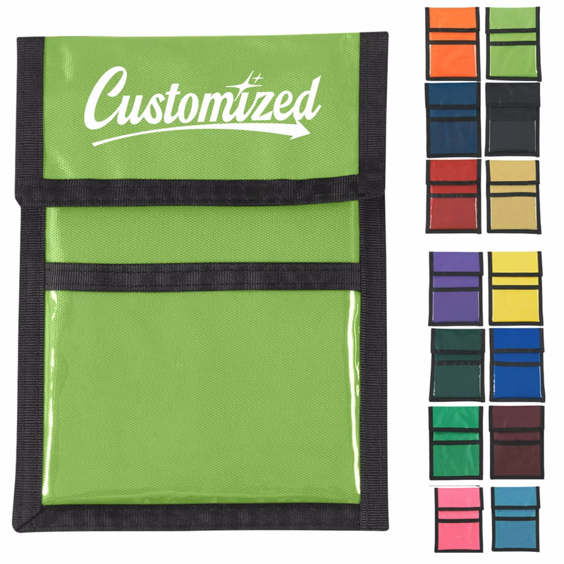 Neck Wallet Badge Holder with Zipper Pockets and ID Window