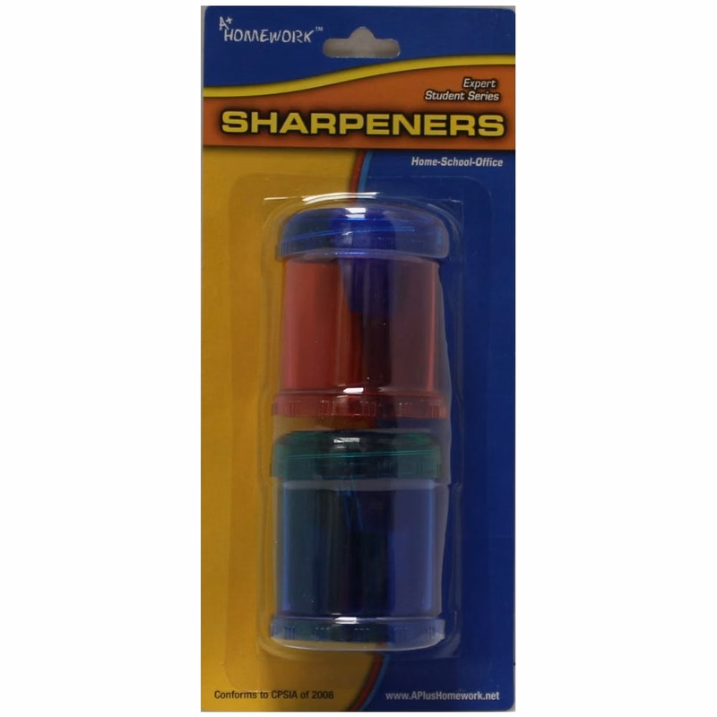 Pencil/Crayon Sharpeners - Dual Holes Shaving Catcher 2 Pack