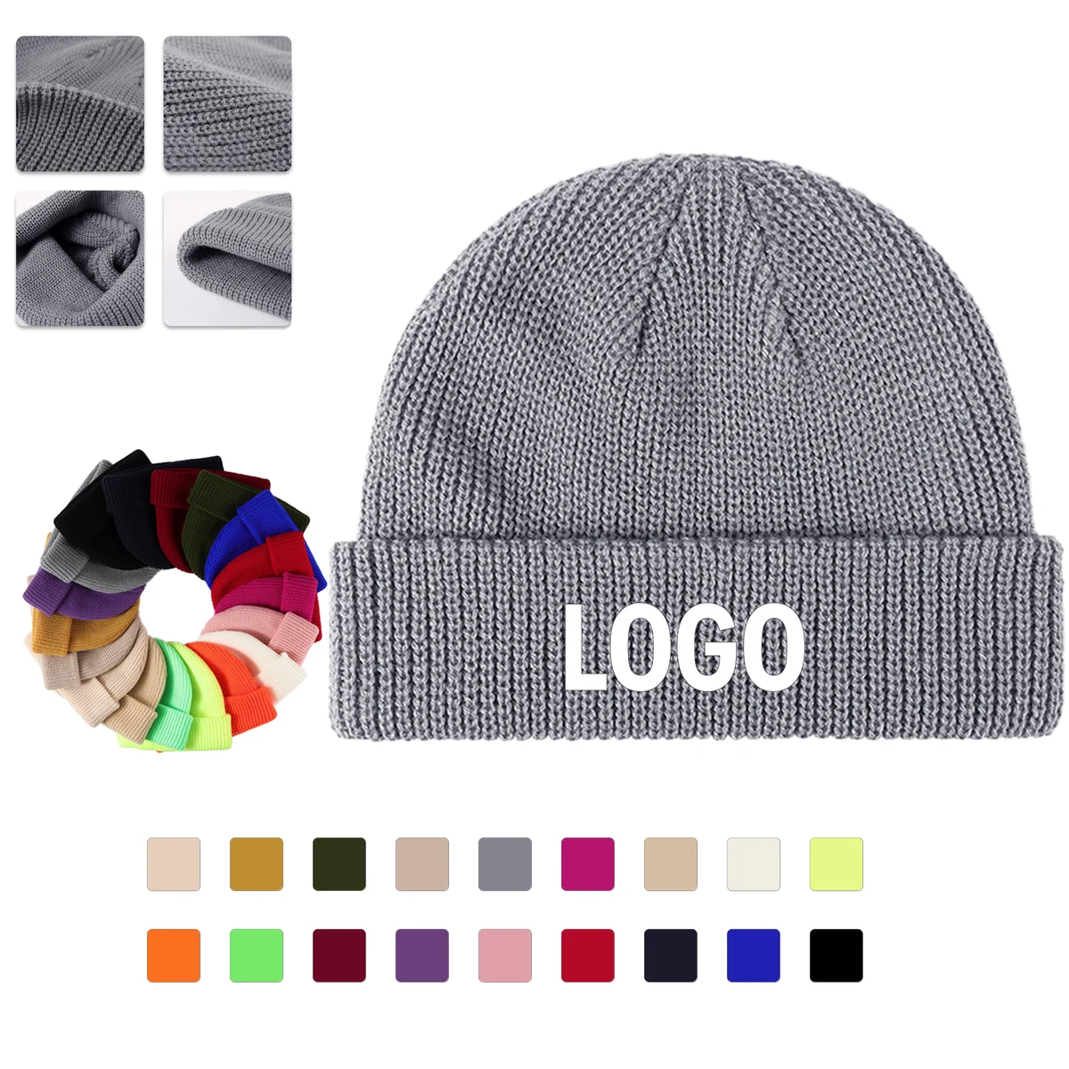 Minimal Cuffed Knit Beanie Hat 1