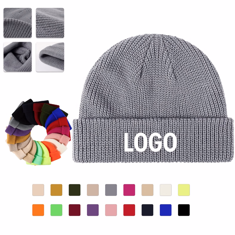 Minimal Cuffed Knit Beanie Hat