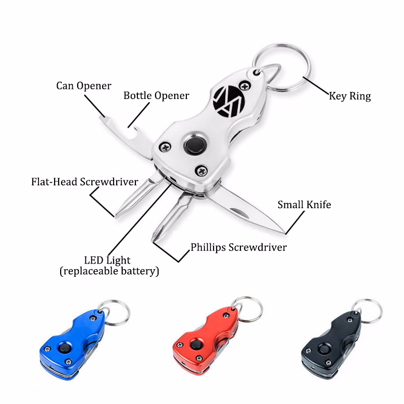6-in-1 Folding Stainless Steel Keychain