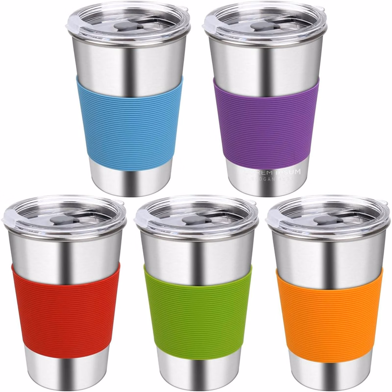 Stainless Steel Cups for Kids, 16oz Reusable Drinking Cups Spill Proof Water Tumbler for Kids and Ad