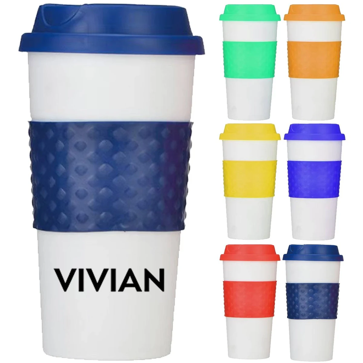 15oz Double-Wall PP Color Banded Travel Coffee Mug 1