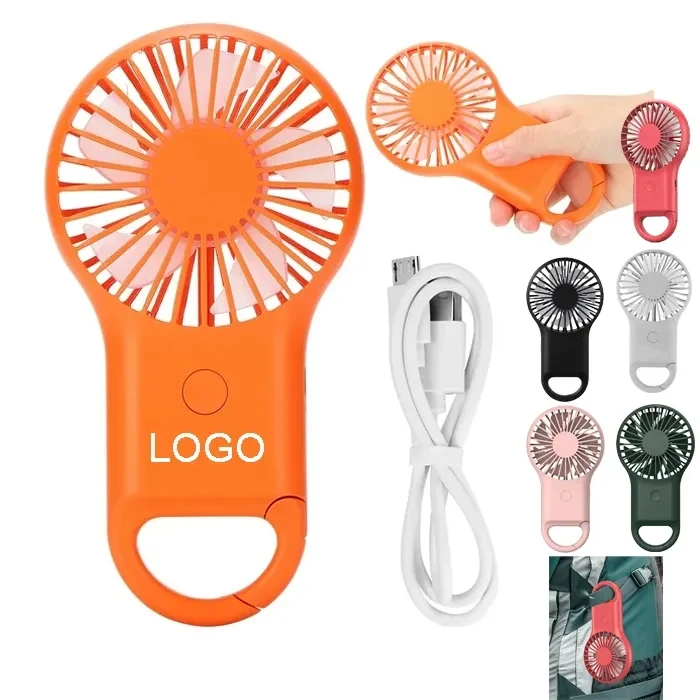 Rechargeable Handheld Fan with Carabiner 1