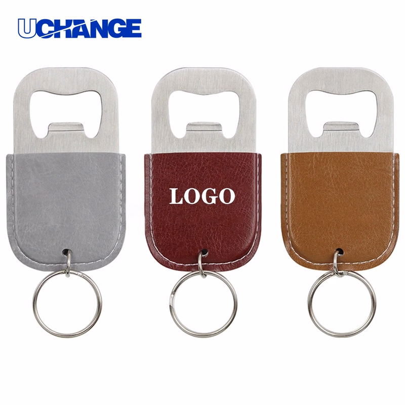 Vintage PU Bottle Opener Keychain Tool