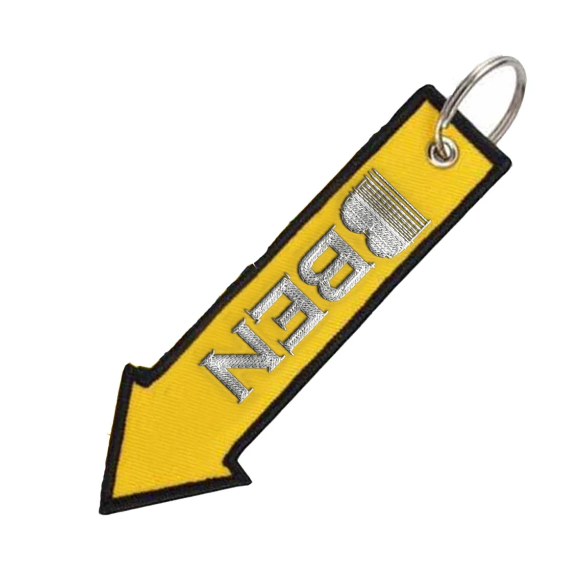 Embroidered short strap woven label keychain 1