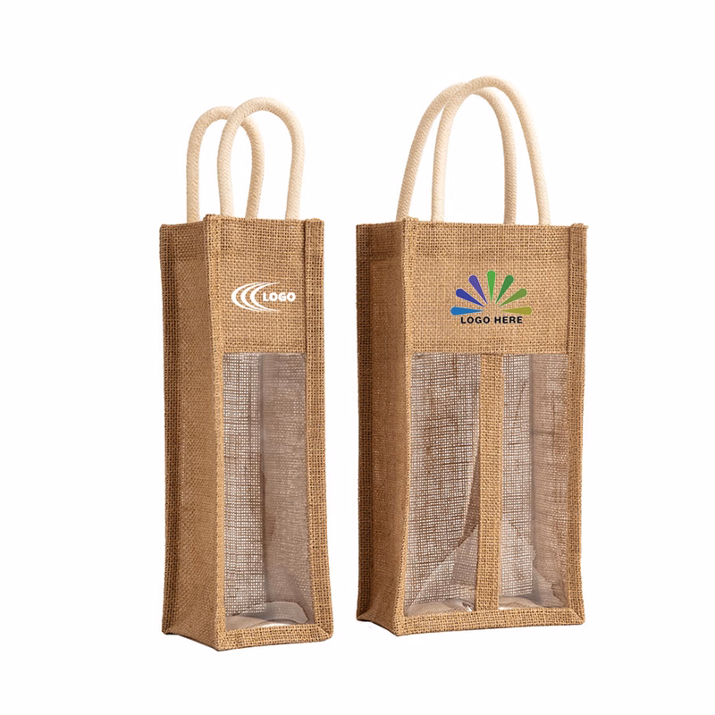 Jute Single Bottle Wine Bag