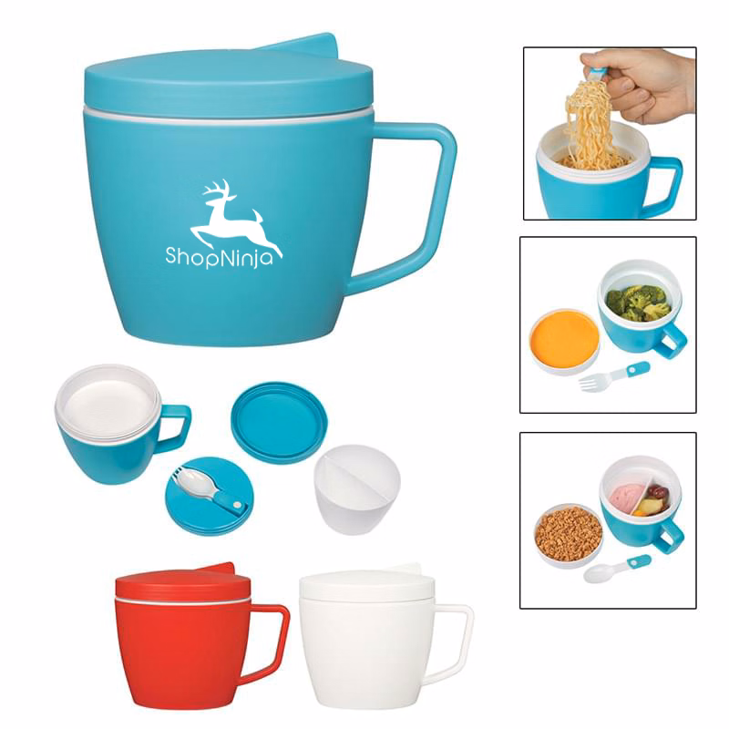 14 Oz. Thermal Mug With Spoon And Fork Set