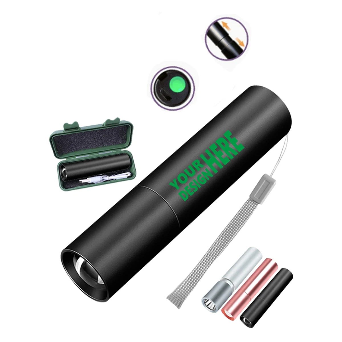 MOQ 50 High Beam LED Rechargeable Flashlight Mini Multifunctional 1
