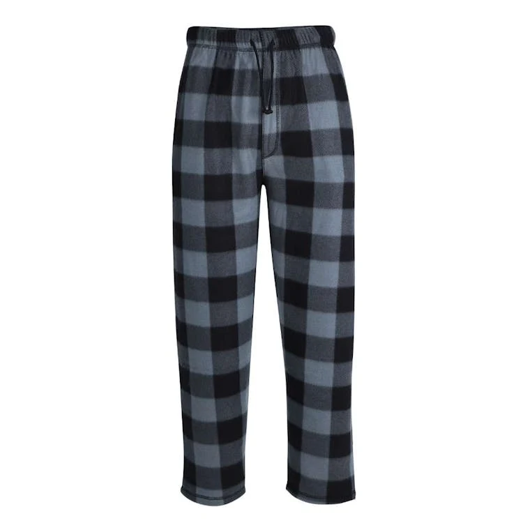 Men's Polar Fleece Pajama Pants - Size S-2XL Gray/Black 1