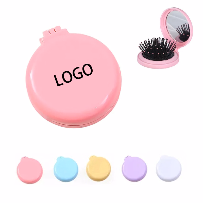 Round  Folding Mirror Air Cushion Comb Portable