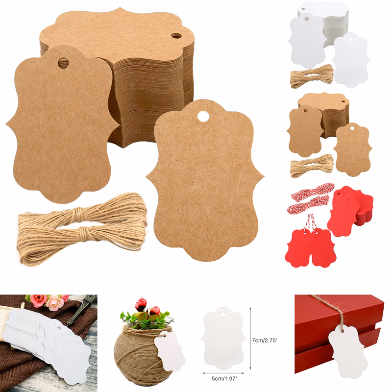 100Pcs White Paper Blank Gift Tags