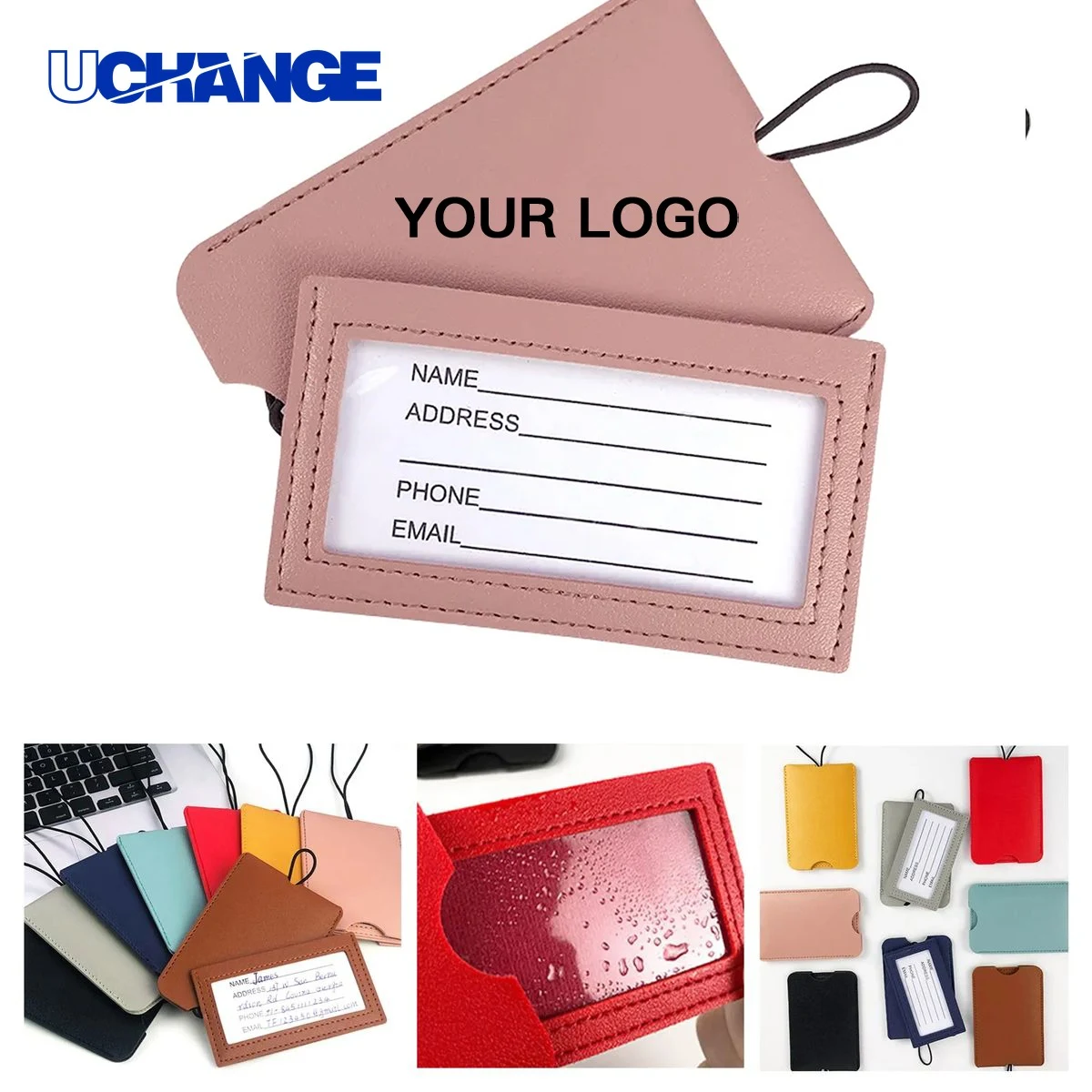 PU Leather Luggage Tag with Elastic Strap 1