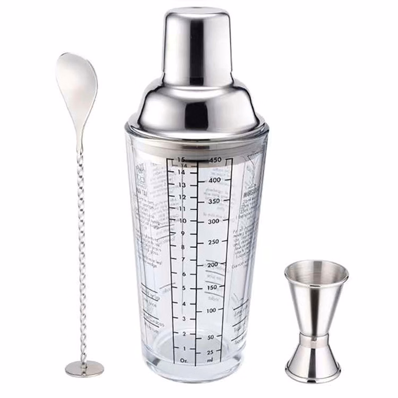 13.5 Oz Glass Cocktail Shaker Printed With Recipes
