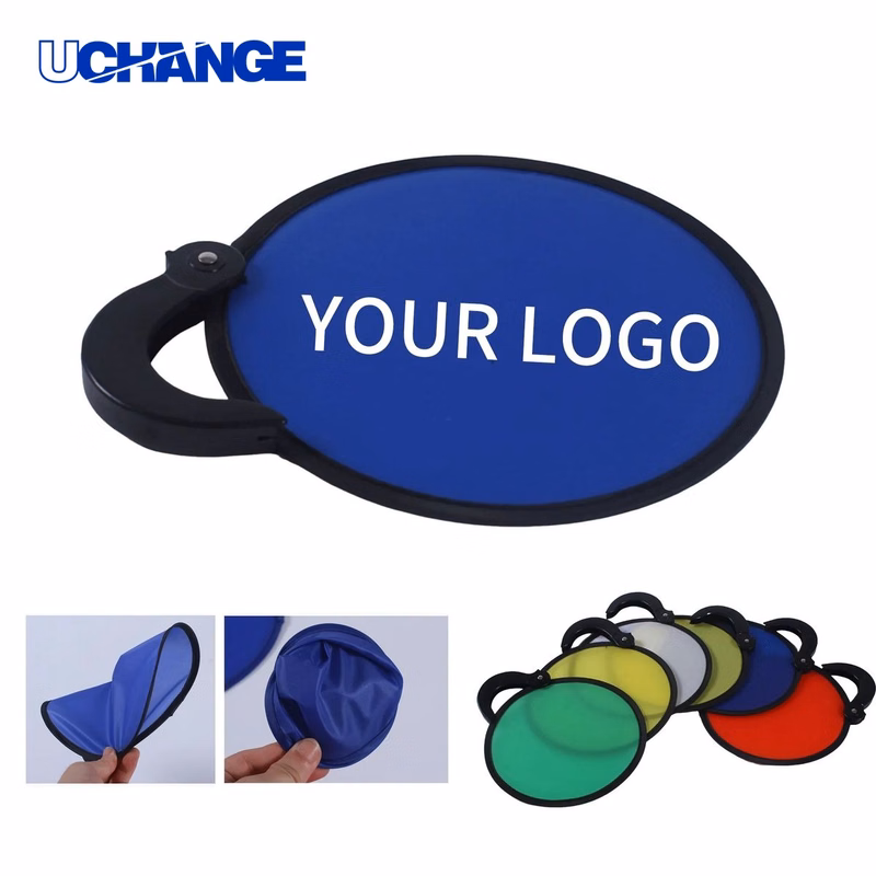 Portable Folding Disc Hand Fan with Storage Bag